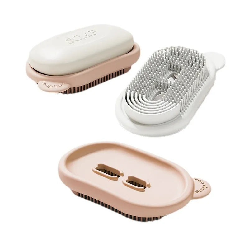 Fashion creative travel soap holder in cream white PET material, lightweight soap dish for bathroom or travel use