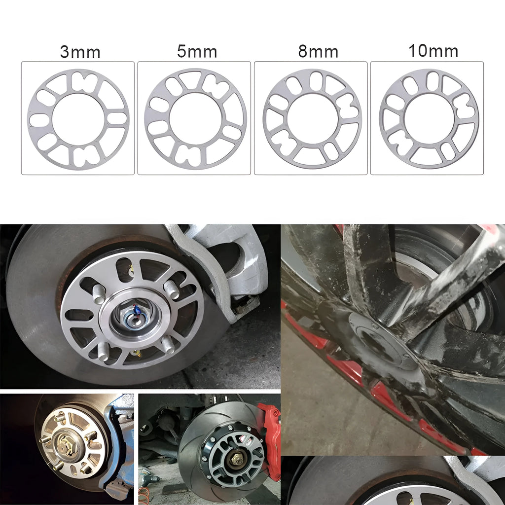 Automotive wheel hub widening gasket spacers in multiple thicknesses for brake caliper clearance