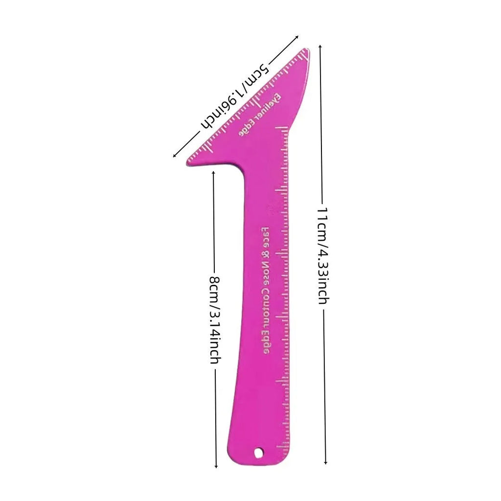 Pink and LaserFX coloured 3-in-1 reusable eyeliner stencil tool for hooded eyes on a clean surface.