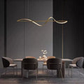 Italian minimalist line aluminium chandelier in black finish with three tone light for dining room