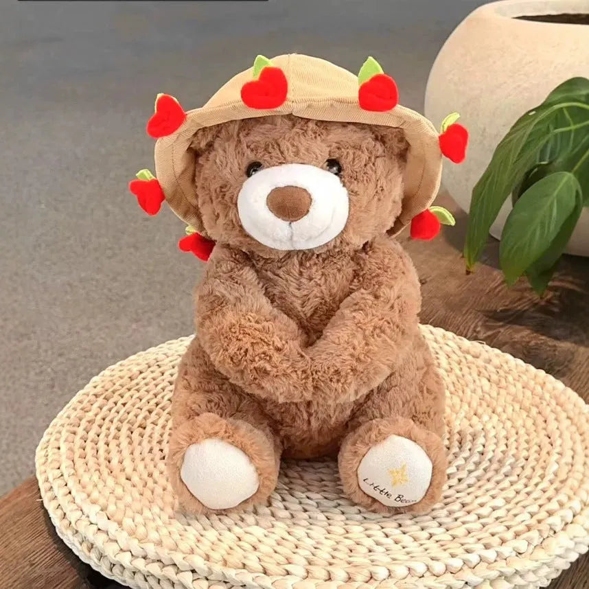 Rose bouquet bear doll plush toy in dark brown or light brown, small or large size, with one plush toy per pack