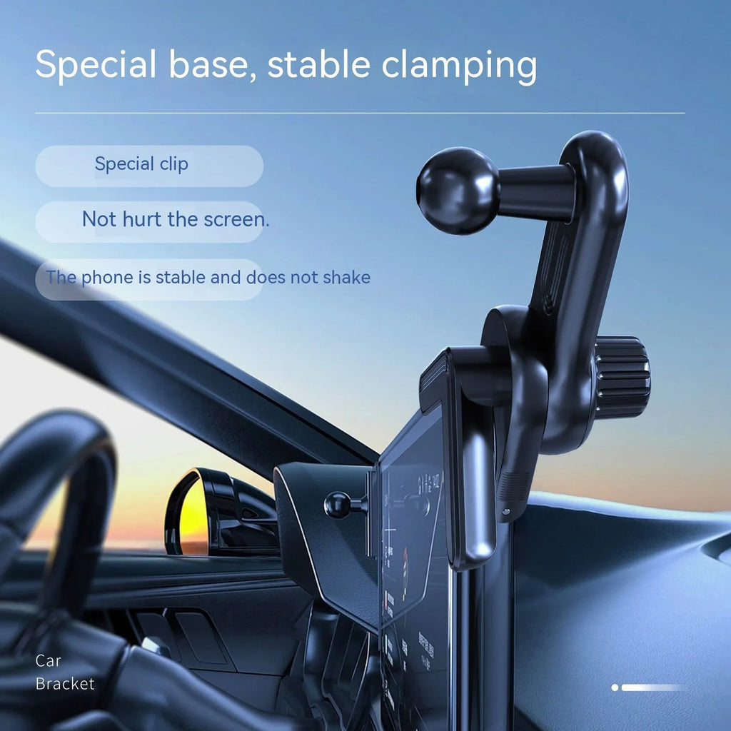 Vacuum adsorption on-board bracket for Tesla, 3 in 1 design with display clip for 4.5-6.5 inch phones