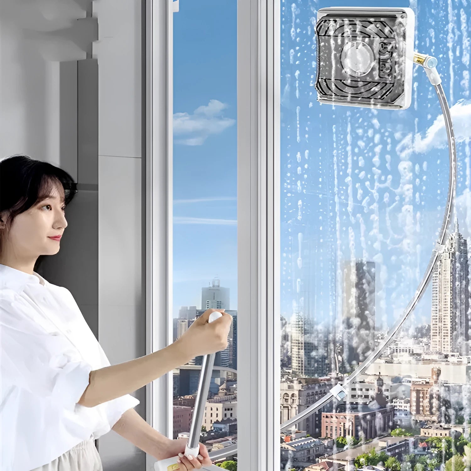 Benshang aluminium alloy double-sided glass wiper for high-rise outer window cleaning with cotton head
