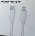 White 20W USB-C UK wall charger with a fixed three-pin plug and a USB-C cable.