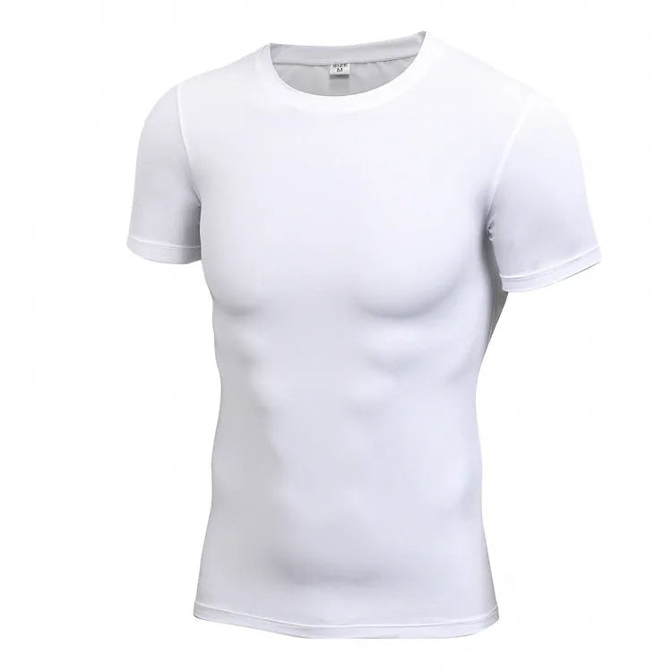 Men's solid colour quick dry polyester short sleeve fitness shirt in multiple colour options