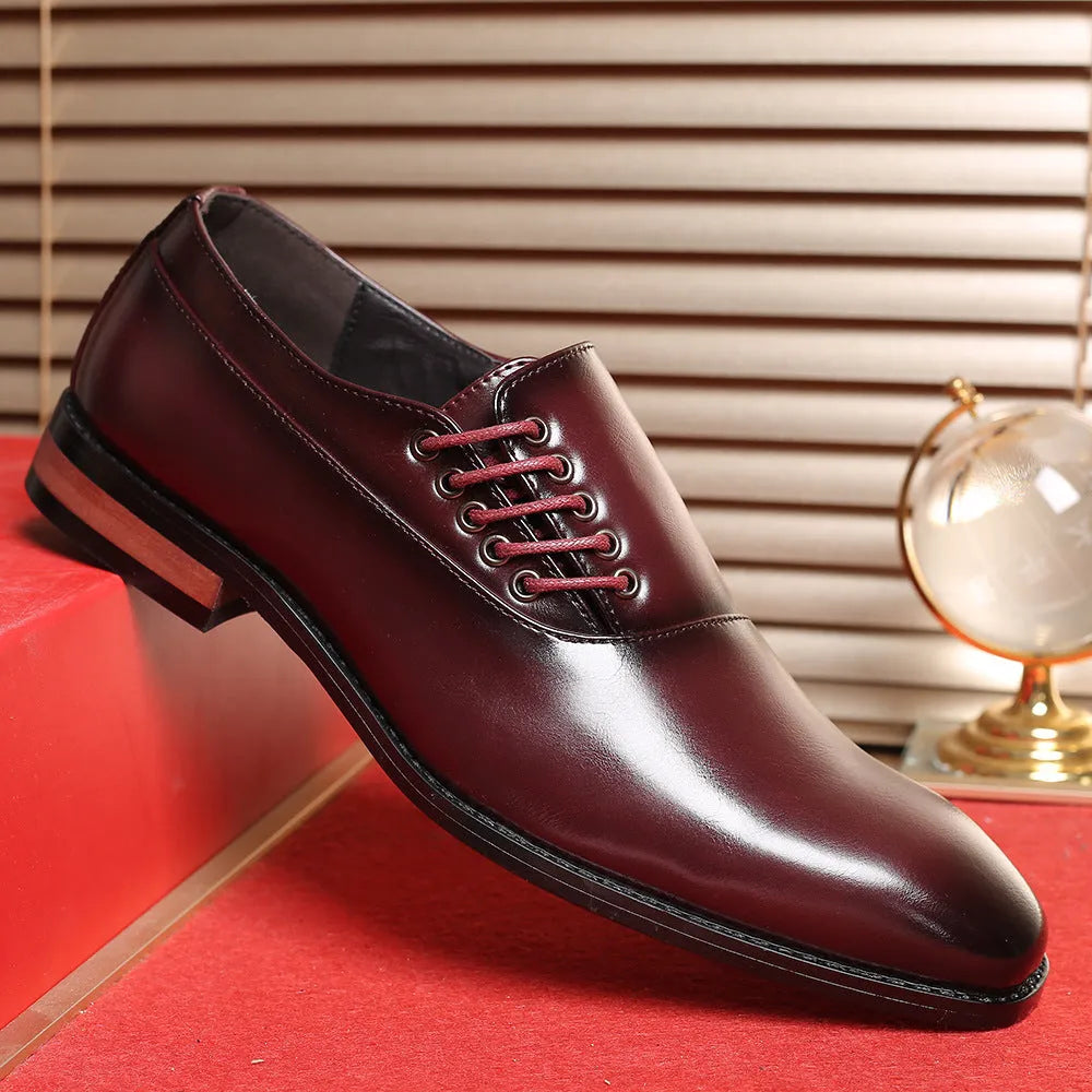 Plus size men's business formal oxford shoes in black artificial PU upper