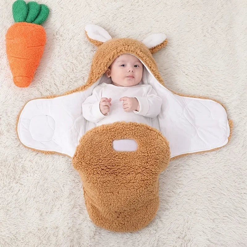 Adjustable baby sleeping bag swaddle blanket in fleece with velcro closure