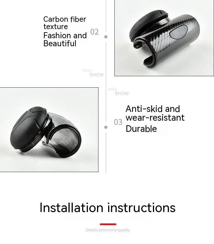 Black and blue steering wheel assist balls showing silicone cover and approximate 9cm by 6cm size