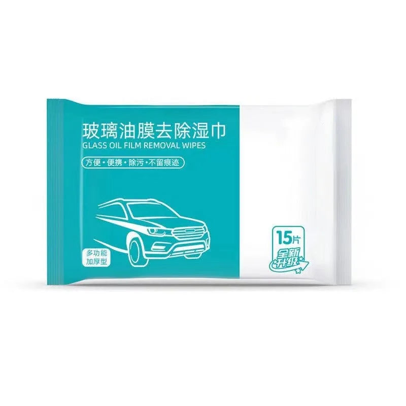 Car glass oil film cleaning disposable wipes in drawer bag pack
