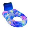 White luminous inflatable PVC pool floating bed with backrest reclined on water