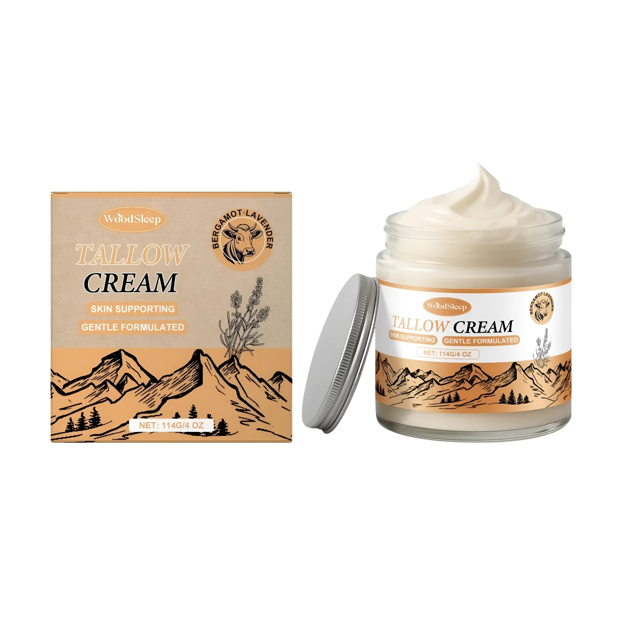 114g pot of cow fat moisturising cream with tallow, honey, beeswax and olive oil for dry skin