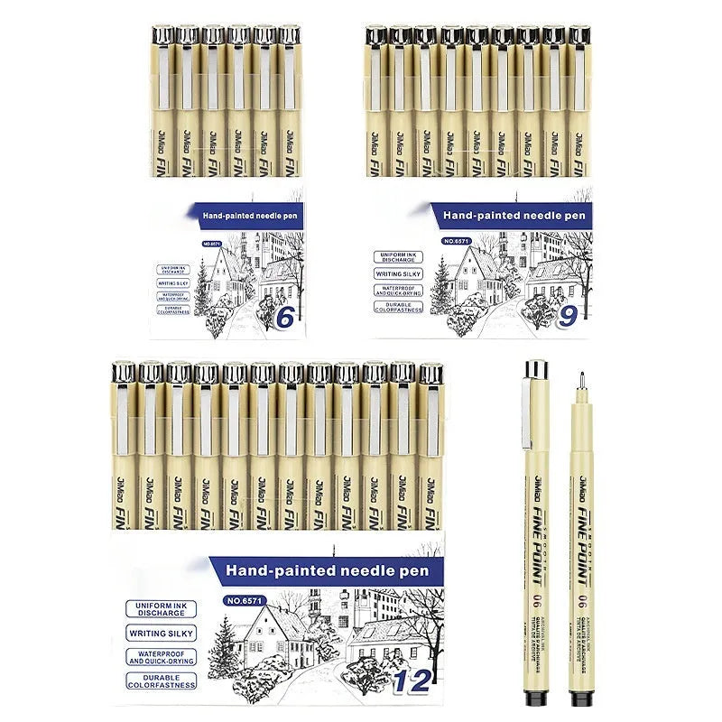 Waterproof needle pen with cartoon syringe design for drawing and writing