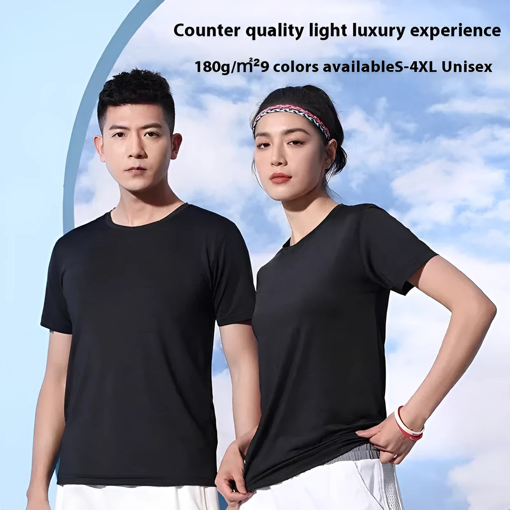 Crystal silk round neck quick-dry T-shirt in spandex fabric available in multiple colours