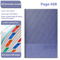 A5 striped PU leather notepad open on a desk showing thickened paper, available in eight colours.