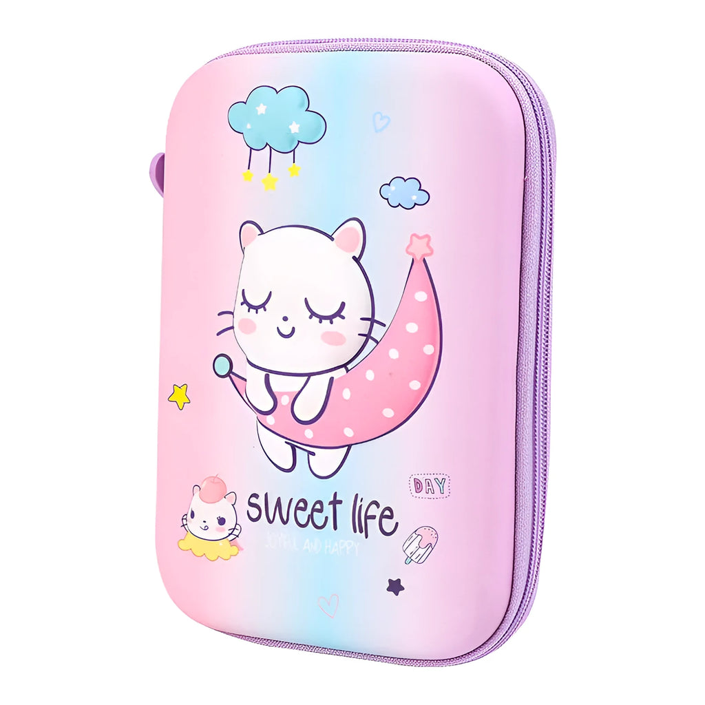 Square canvas pencil case with cartoon anime rabbit design