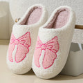 Pink and blue cartoon bow knot cotton slippers with suede upper and TPR sole