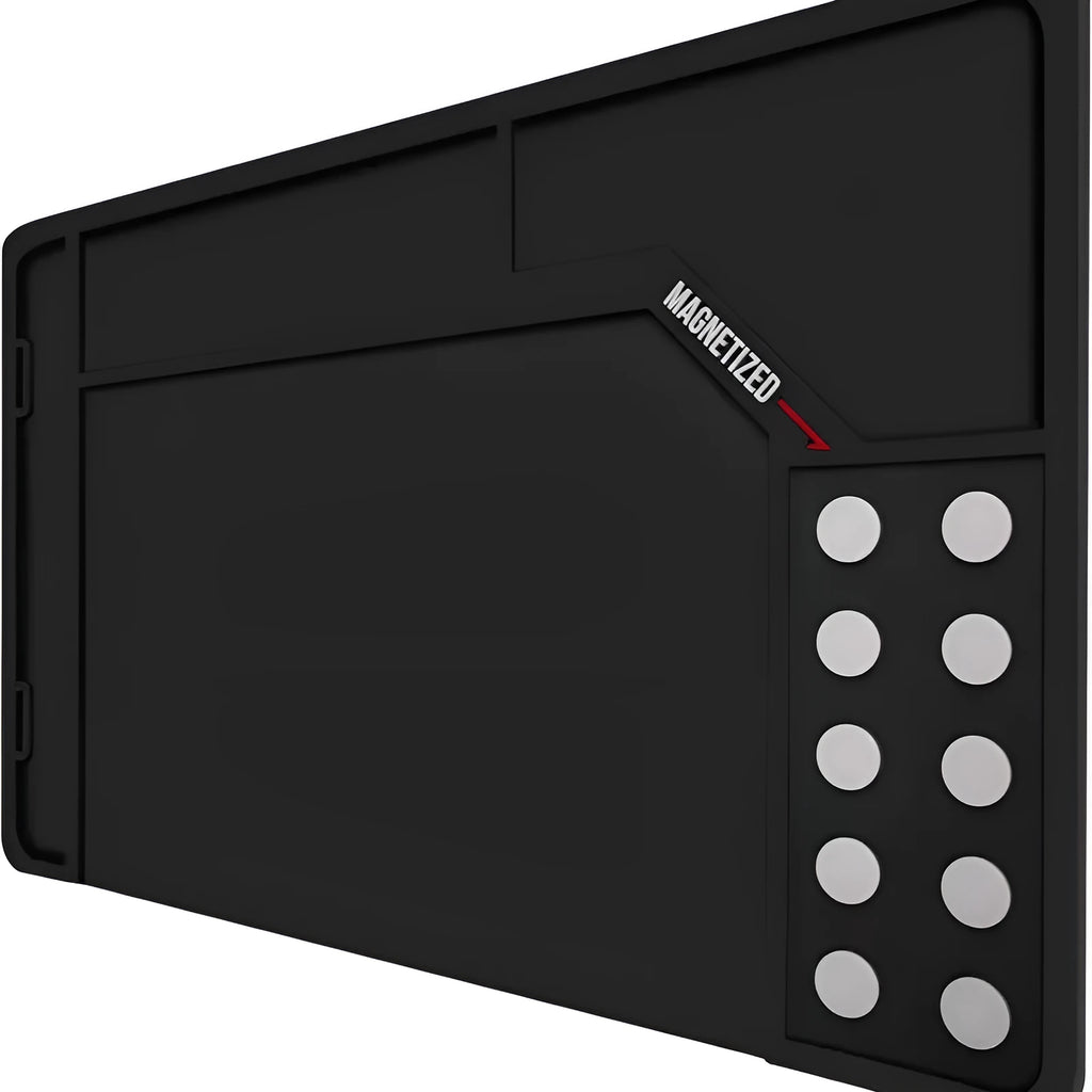 Non-slip oilproof cleaning pad with magnetic point in black small size 420x265x4.5mm