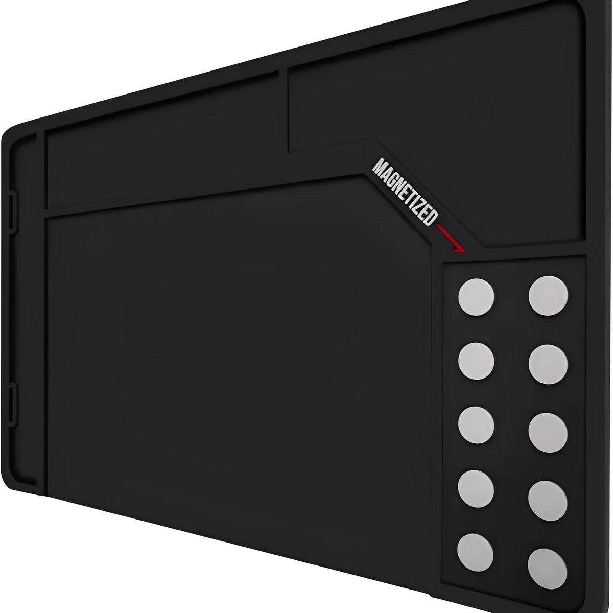Non-slip oilproof cleaning pad with magnetic point in black small size 420x265x4.5mm