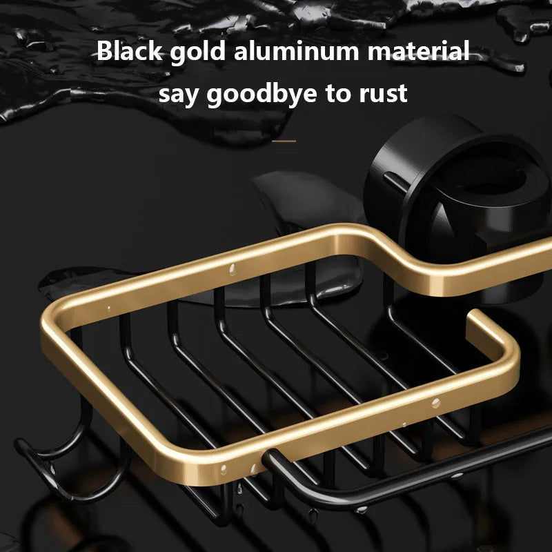 Silver aluminium kitchen faucet rack drain basket mounted on tap with double basket and towel bar