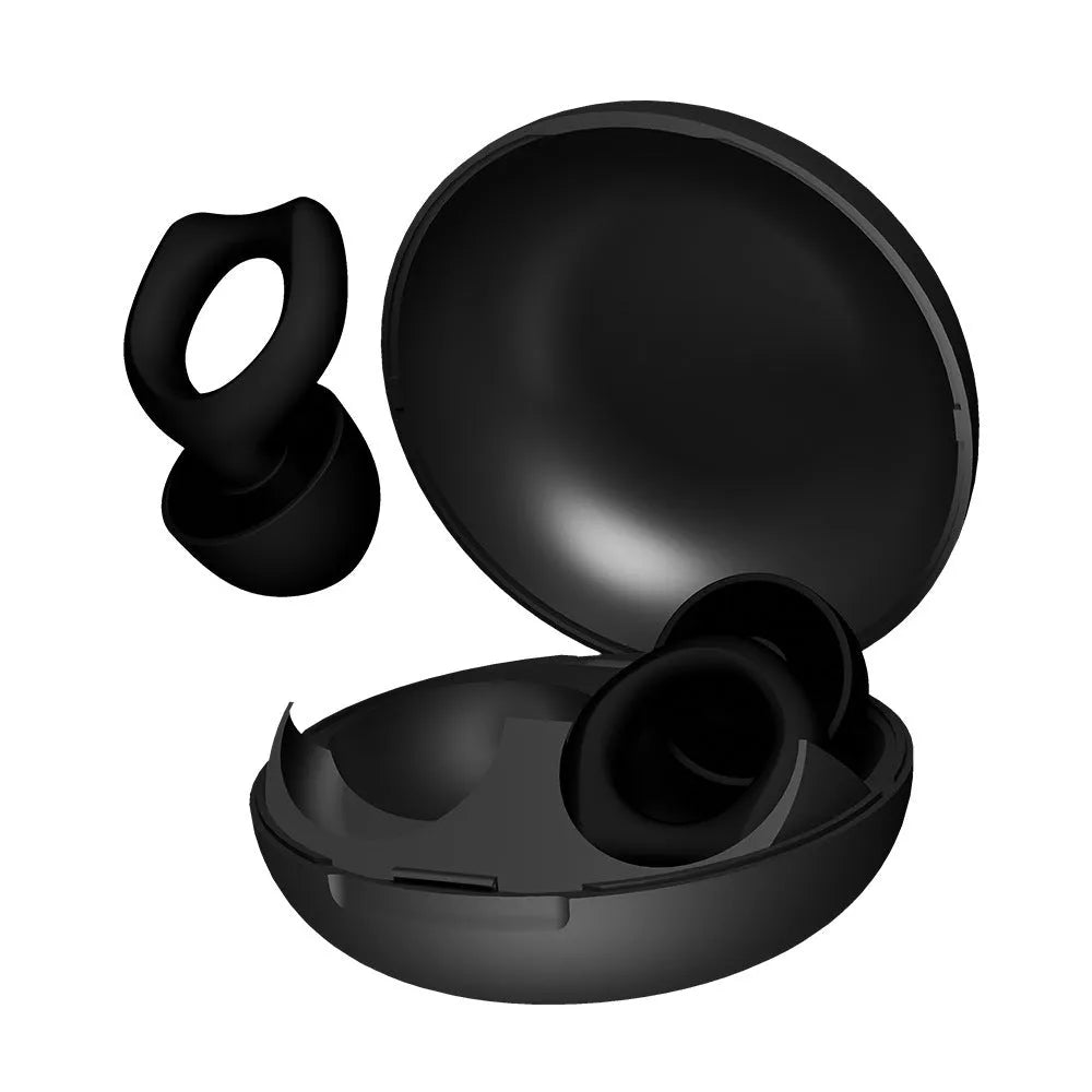 Black silicone soundproof earplugs for sleep work and party noise reduction
