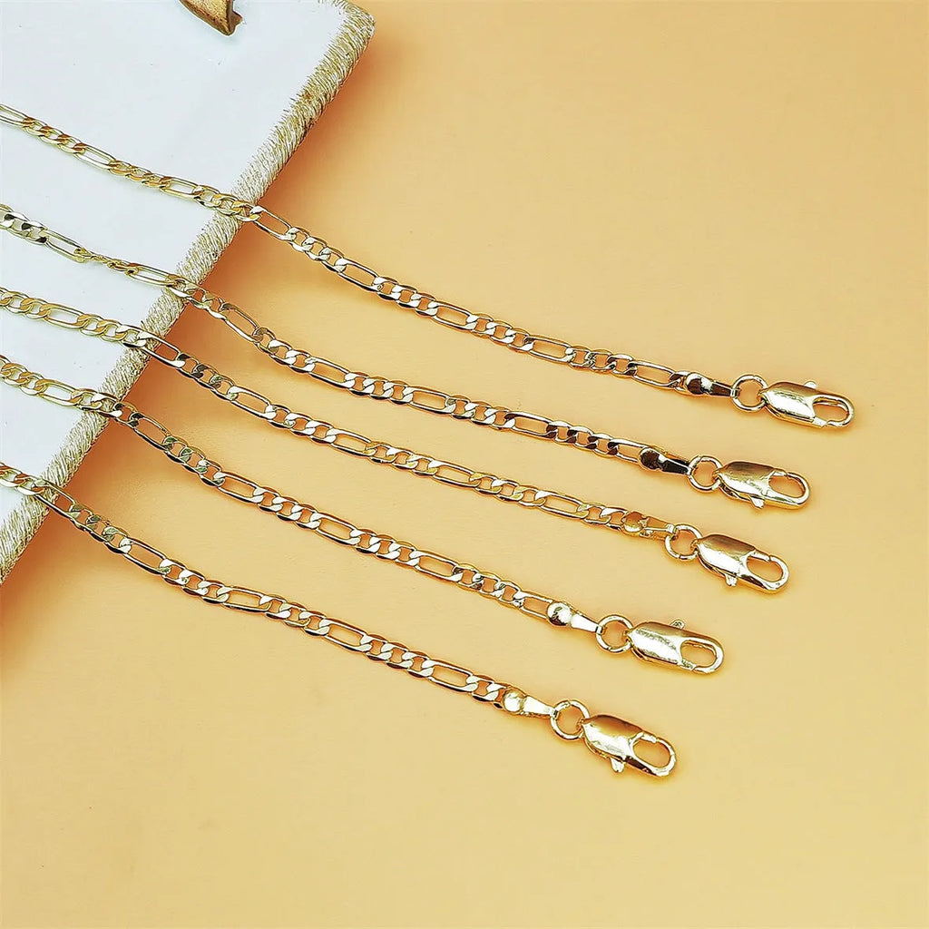 Gold coloured unisex NK chain bracelet with geometric links and 18K real gold plating on copper