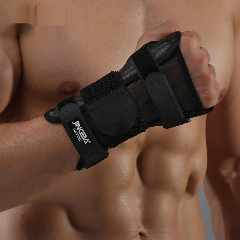 Black contraction-fixed hand protector for wrist sprain support, one size fits all