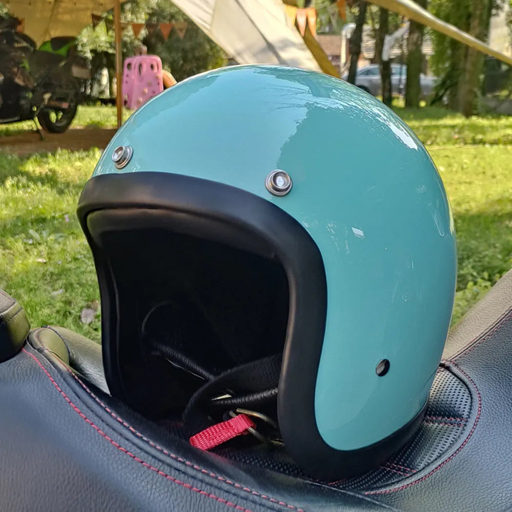 FRP glass fibre retro half motorcycle helmet for electric scooter commuting in cement grey colour