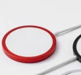 MagSafe compatible magnetic wireless charger in silver, black, blue, and red metal finishes for iPhone.
