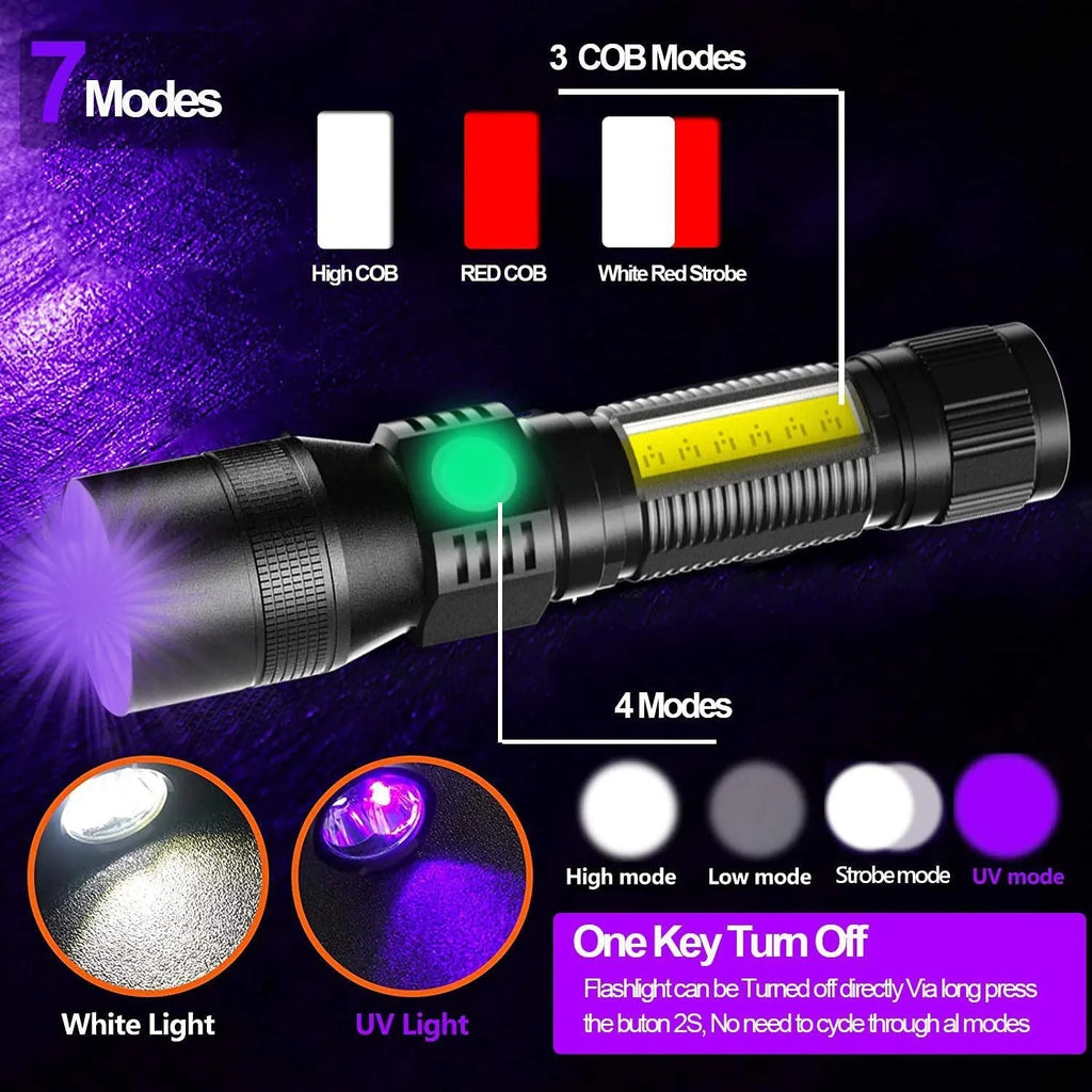 Multifunctional magnet USB charging strong light focusing flashlight in aluminium alloy