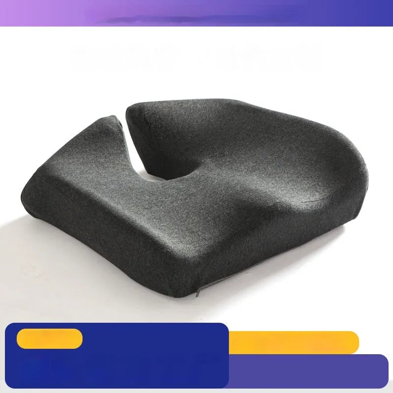 Memory foam office chair cushion measuring 36x40x11cm in dark grey colour with solid pattern
