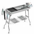 Large stainless steel portable barbecue oven with charcoal stove and turnover flip design