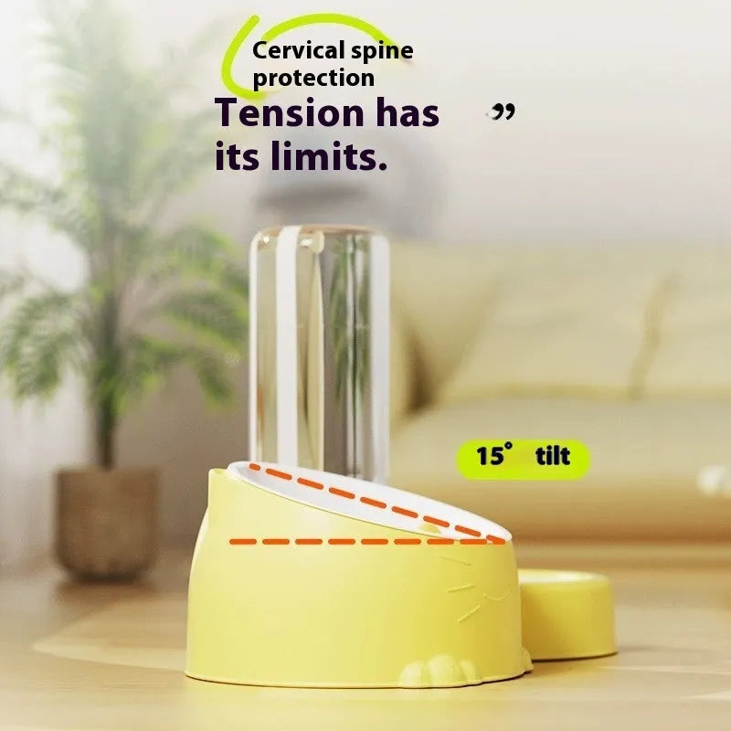 Grass green double bowl automatic pet feeder for cats and dogs on an elevated plastic stand.