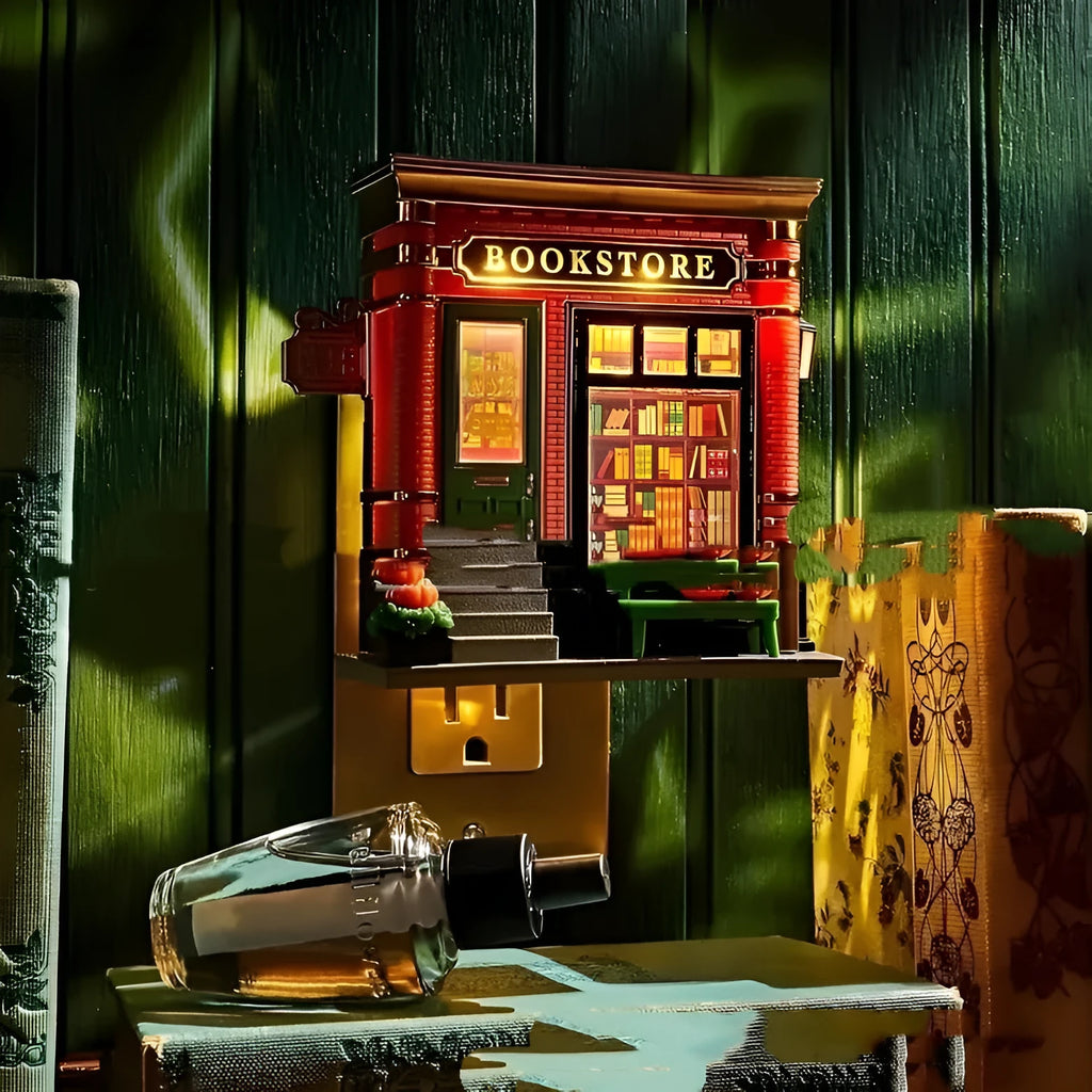 Christmas house shaped small night lamp ornament with cartoon design in resin construction