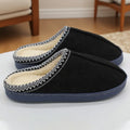 Pair of winter indoor slippers with thick 3cm PVC sole and warm artificial velboa lining, shown in black, coffee, gray and pink.
