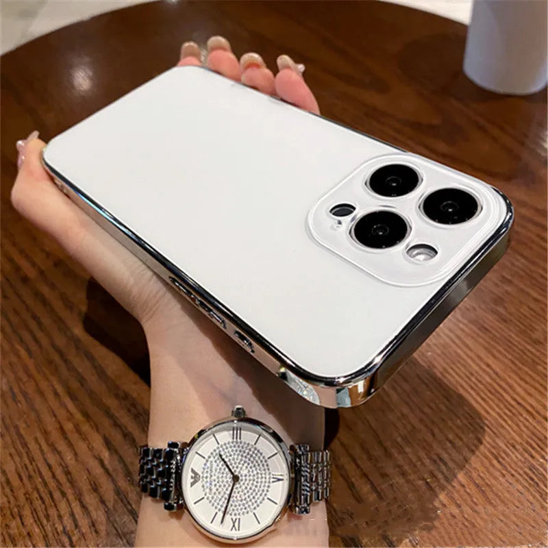 Frosted PC phone case in titanium gray with electroplated finish for iPhone 15 Pro Max