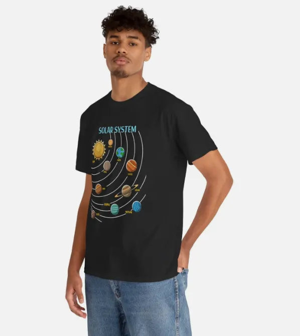 Black cotton short sleeve T-shirt with round neck and straight pullover cut, men's and women's sizes S-XXL