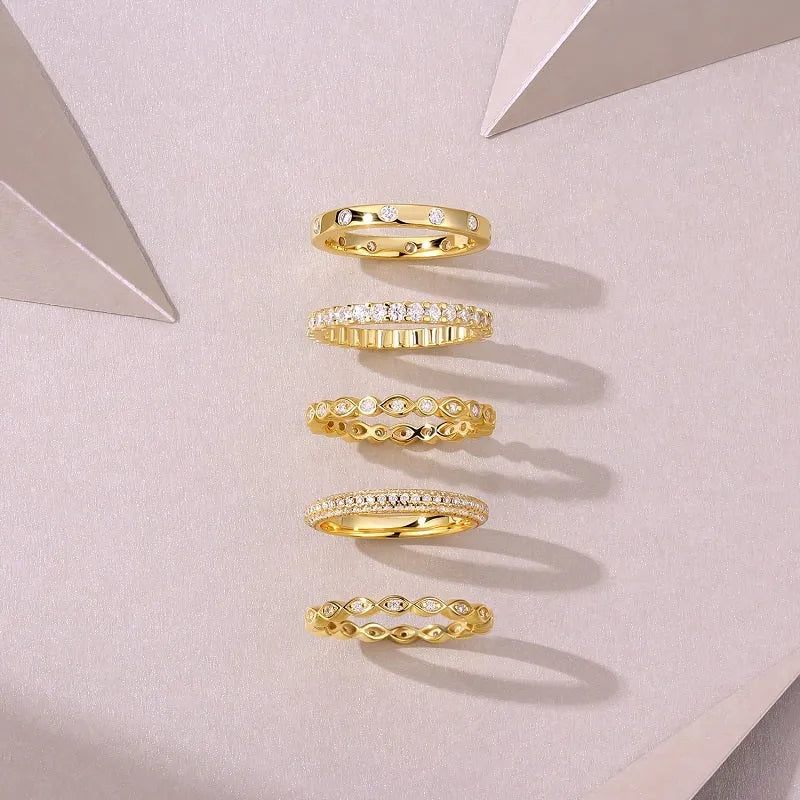 Golden Music moissanite wedding ring set gold-plated S925 silver gift box GRA certificate sizes 5-9