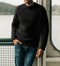Men's loose fit thick wool round neck pullover sweater in solid colour casual winter top