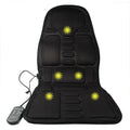 Black heating massage mat seat cushion with AC power cord and infrared physiotherapy function.