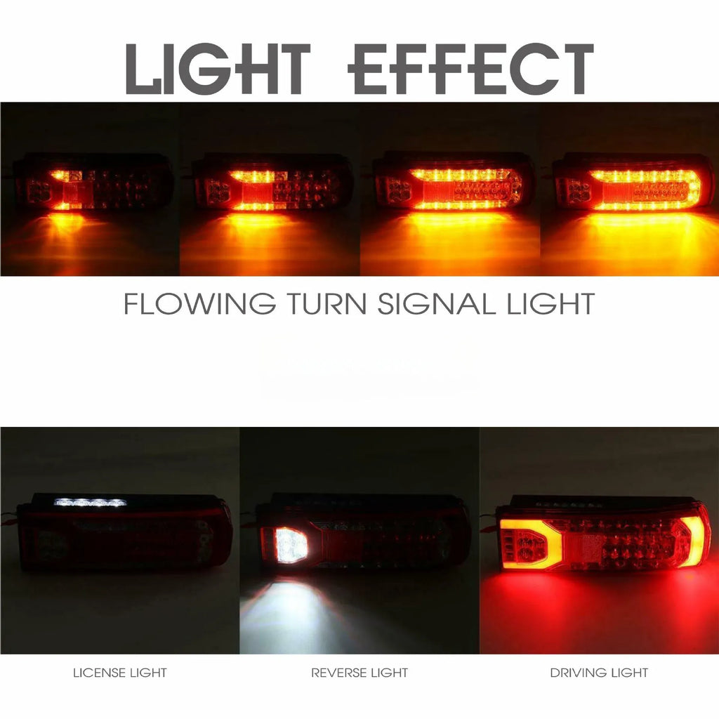 Mercedes-Benz heavy truck LED rear lamp assembly with running water light effect on grey engineering plastic housing.