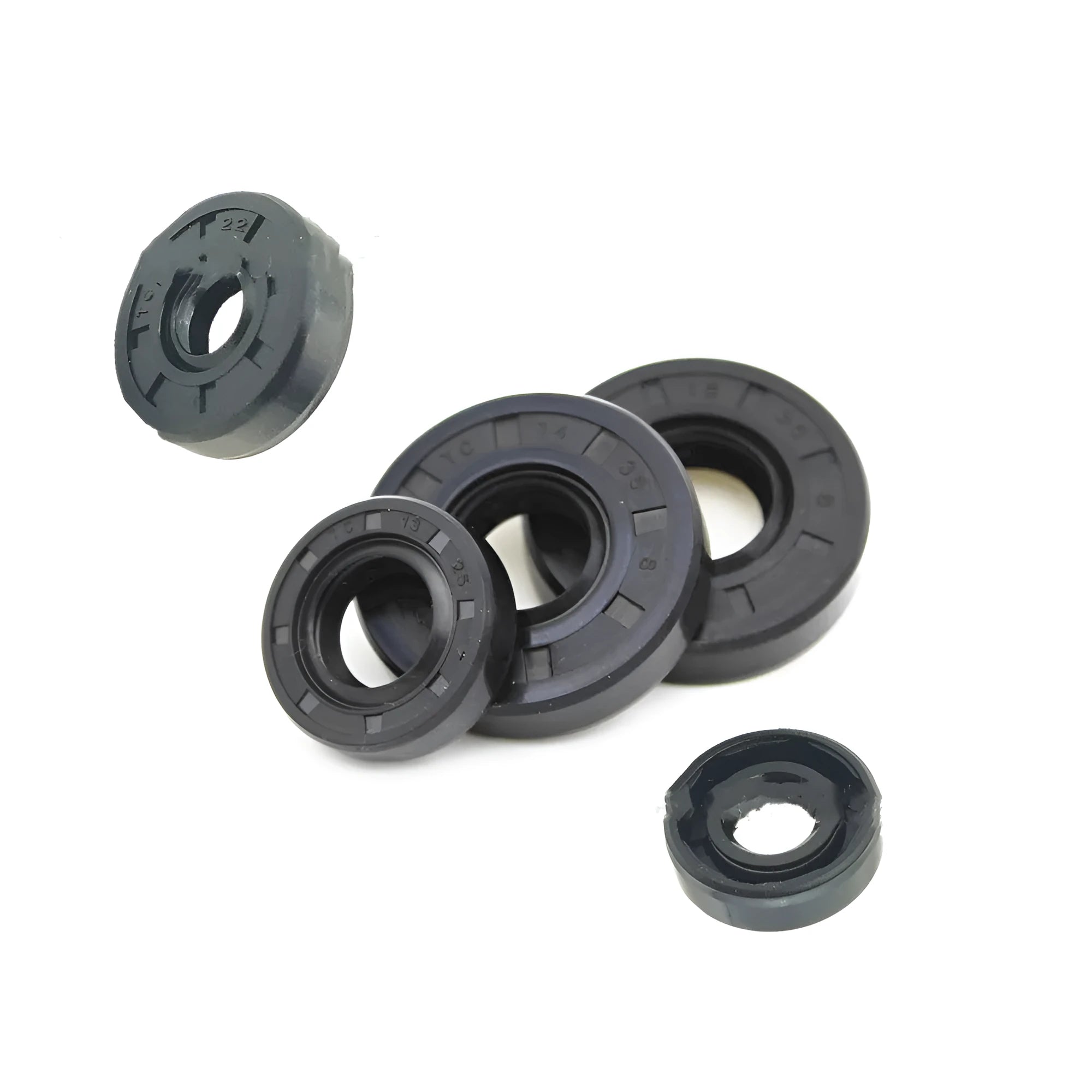 Six-piece motorcycle engine oil seal kit for Suzuki AG100 with rubber seals in various thicknesses
