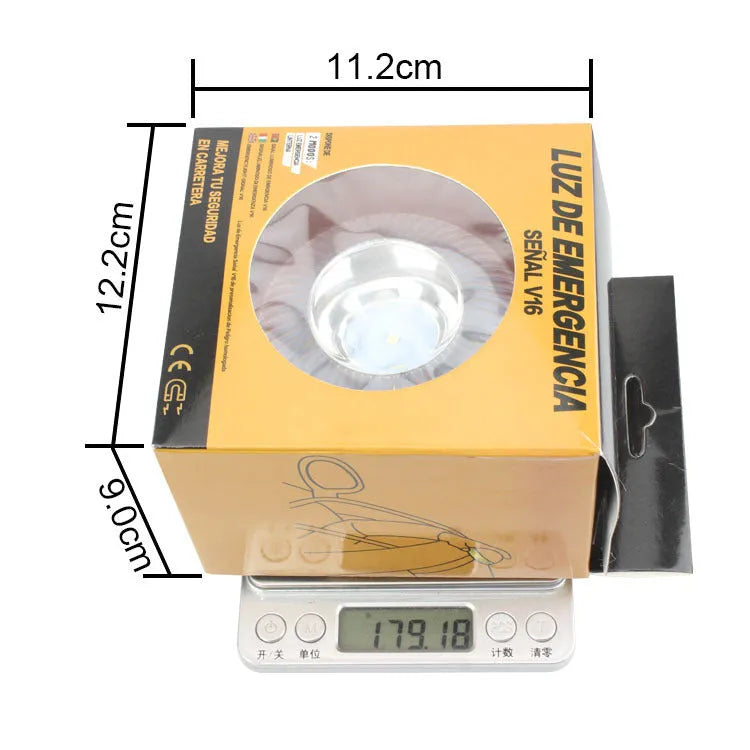 V16 LED Emergency Warning Light with plastic housing, available in multiple colour options, 50000-hour lifespan