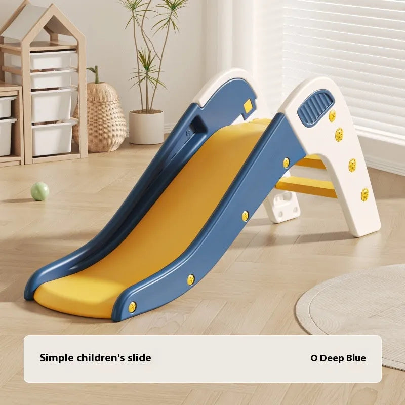 Small plastic baby slide for toddlers under three, shown in blue, yellow, brown, and gray colour options.