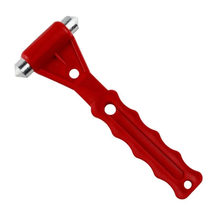 Red emergency window breaking survival hammer with 45# steel tip and plastic handle