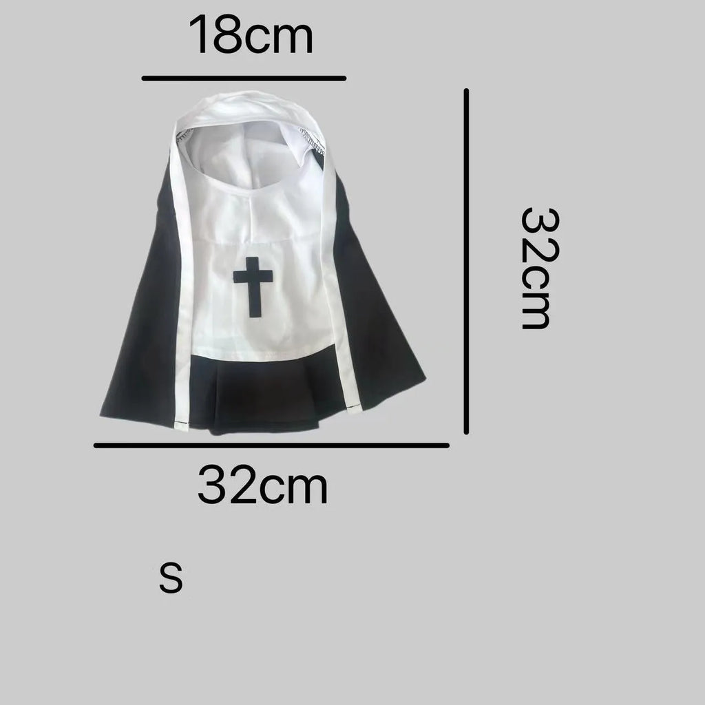 Black and white nun costume for small to medium dogs with pullover design