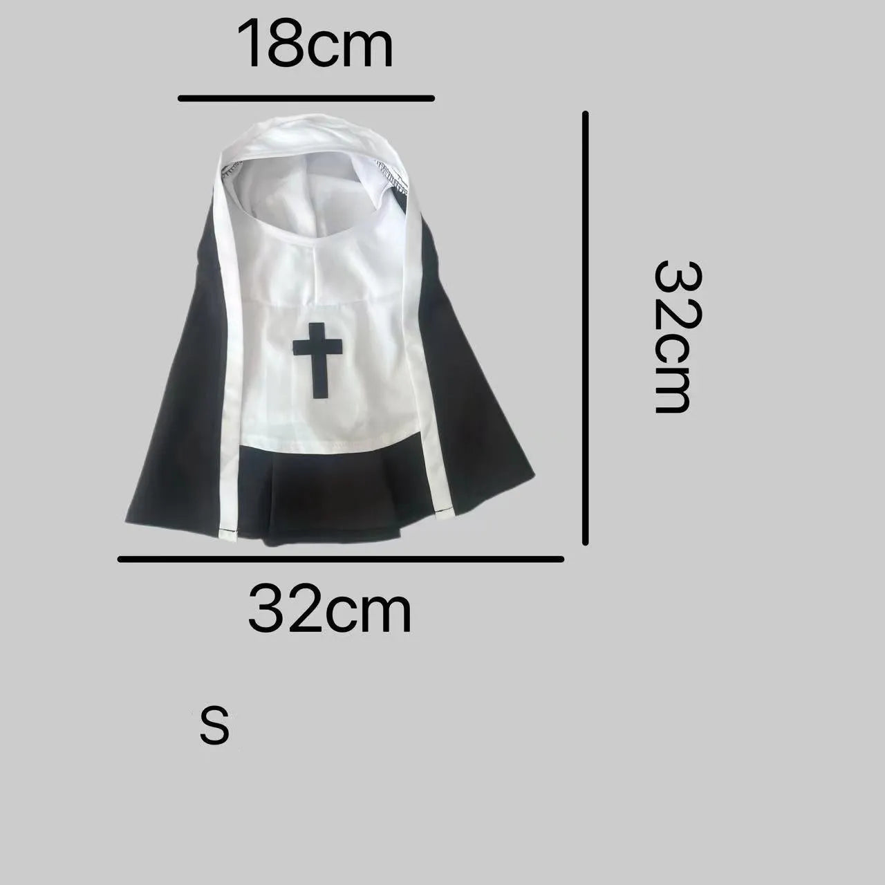 Black and white nun costume for small to medium dogs with pullover design