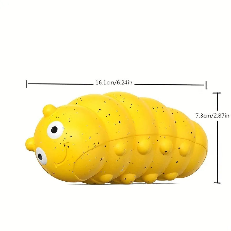 Teething dog toy with weird barking bug design, self-high interactive pet toy in green and yellow