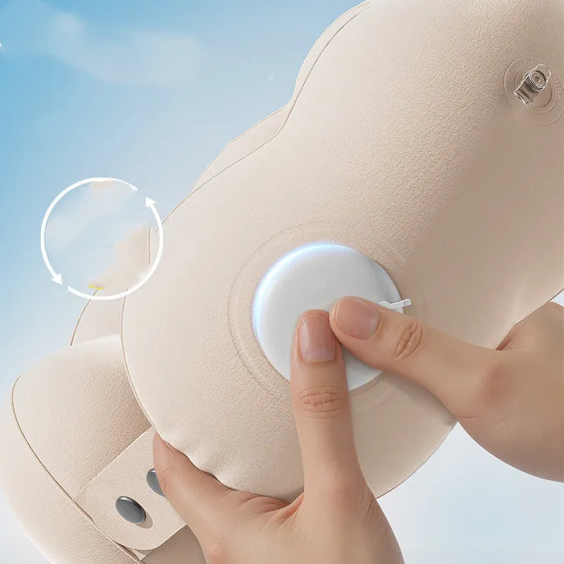 Inflatable U-shaped travel neck pillow with cartoon cloud bubble pattern