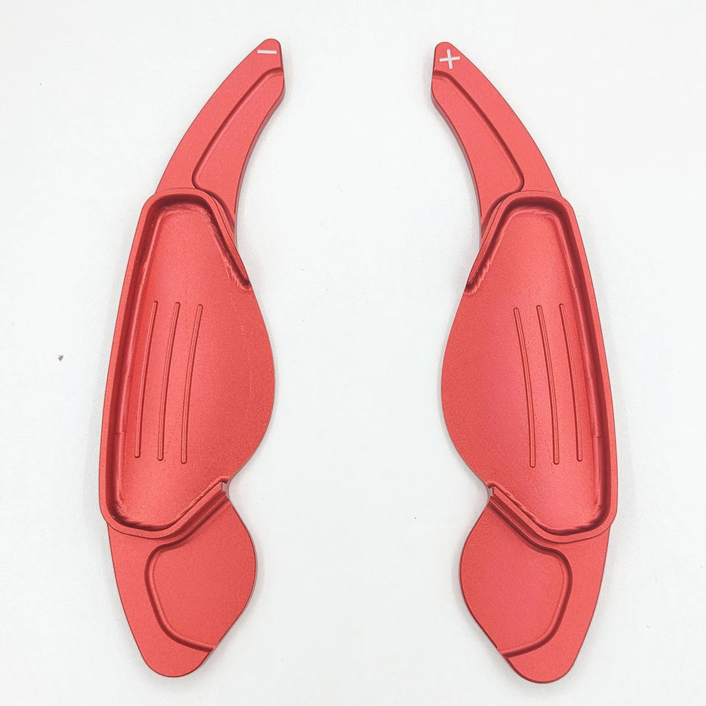 Set of aluminium alloy shift paddles for Jaguar steering wheel in black blue red and silver colours