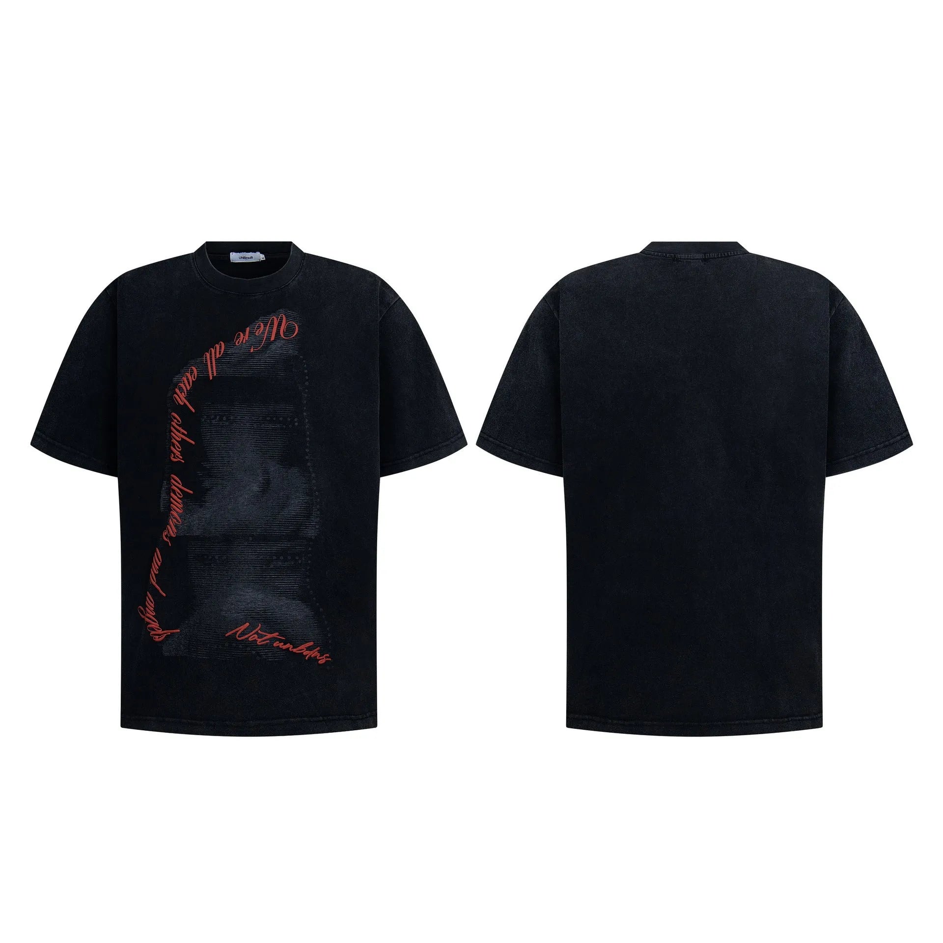 Men's black washed vintage loose fit short sleeve cotton blend T-shirt